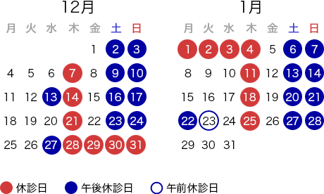 休診日カレンダー