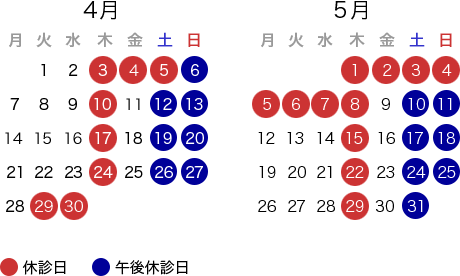 休診日カレンダー