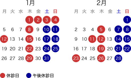休診日カレンダー