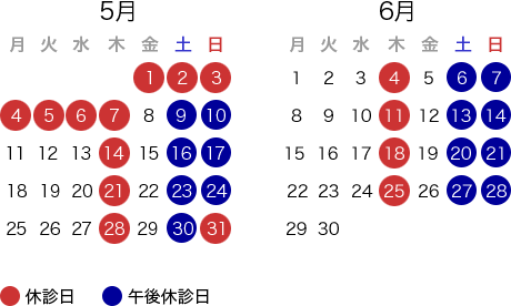 休診日カレンダー