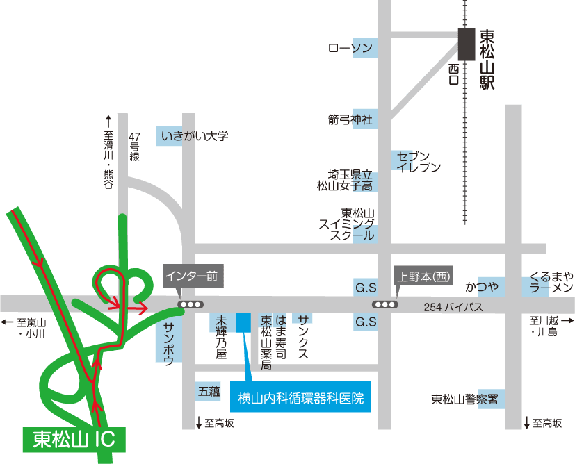 横山内科循環器科医院（旧門脇医院）：周辺図